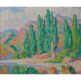 Birger Sandzén, Desert Landscape, oil on board, (approximate dimensions -