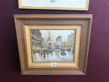 Henry Kley, Paris Street Scene, Oil on Board, Label Verso