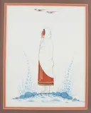 Untitled by Kiowa Tribe, gouache painting woody big bow c1914-1988, offered Oct 2020