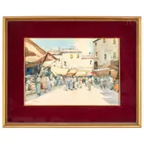 Sestri Levante, 1890 - 1971 / Scena di mercato / Firmato Nattino in basso a sinistra by Vittorio Nattino, Acquarello su carta, offered Oct 2025
