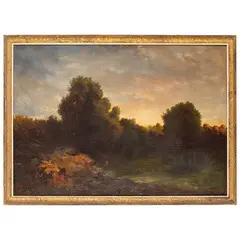 Guglielmo Innocenti, 1871 - 1961 / Paesaggio fluviale con pescatore / Firmato Innocenti in basso a destra, oil on canvas