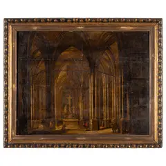 Joseph Edgar Boehm, Interno di chiesa / Firmato in basso a destra, oil on panel