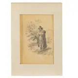 Viandante con zampogna by Enrico Gamba, pencil on paper, offered Dec 2025