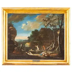 Agostino Tassi, Paesaggio con Pan e Siringa, oil on canvas