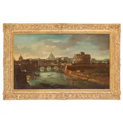 Isaac de Moucheron, Veduta del Tevere con Castel Sant'Angelo, oil on canvas