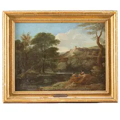 Gaspard Dughet, FILIPPO LAURI per le figure (attr. a) / Paesaggio italiano con figure, oil on canvas