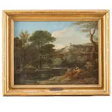 Gaspard Dughet, FILIPPO LAURI per le figure (attr. a) / Paesaggio italiano con figure, oil on canvas