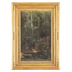 Giuseppe Palizzi, Lanciano, 1812 - Passy, 1888 / Paesaggio con cacciatore / Firmato G Palizzi, Napoli 1894 in basso a destra, oil on canvas