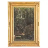 Giuseppe Palizzi, Lanciano, 1812 - Passy, 1888 / Paesaggio con cacciatore / Firmato G Palizzi, Napoli 1894 in basso a destra, oil on canvas