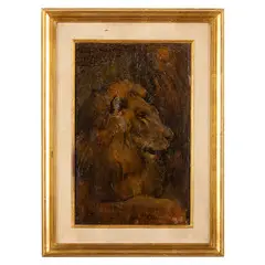 Cremona, 1869 - Firenze, 1940 / Ritratto di vecchio leone / Firmato A Rizzi in basso a destra, iscrizione in alto a sinistra by Antonio Rizzi, oil on cardboard, offered Dec 2025