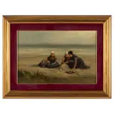 Edith Hume, Gran Bretagna 1843 - 0190 / Bambine sulla spiaggia / Firmato E Hume in basso a sinistra, oil on panel