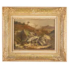 Teofilo Patini, Castel di Sangro, 1840 - Napoli, 1906 / Paesaggio roccioso con figure, oil on canvas