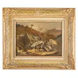 Teofilo Patini, Castel di Sangro, 1840 - Napoli, 1906 / Paesaggio roccioso con figure, oil on canvas