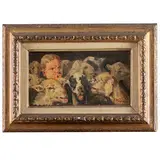 Cesare Viazzi, Alessandria, 1857 - Predosa, 1943 / Bambino con agnellini / Firmato C Viazzi in basso a destra, oil on panel
