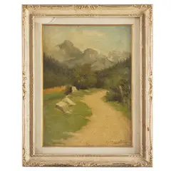 Alcide Davide Campestrini, Trento, 1863 - Milano, 1940 / Sentiero di montagna / Firmato A Campestrini in basso a destra, oil on masonite