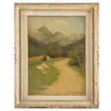 Trento, 1863 - Milano, 1940 / Sentiero di montagna / Firmato A Campestrini in basso a destra by Alcide Davide Campestrini, oil on masonite, offered Dec 2025