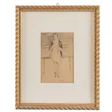 Federico Maragliano, Genova, 1873 - 1952 / Donna al parco / Firmato F Maragliano in basso a destra, pencil on paper bruna