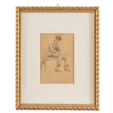 Federico Maragliano, Genova, 1873 - 1952 / Uomo che legge il giornale al parco / Firmato F Maragliano e datato 45 in basso a destra, pencil on paper bruna