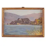 Federico Maragliano, Genova, 1873 - 1952 / Lago D'Orta, Il Sacro Monte / Firmato Fed Maragliano in basso a sinistra, oil on tavoletta