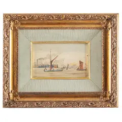 Arthur Ackland Hunt, Inghilterra, 1841 - 1914 / Sul Tamigi, Greenwich / Firmato A Akland Hunt e datato 1883 in basso a destra, titolo in basso a sinistra, Acquarello su cartoncino