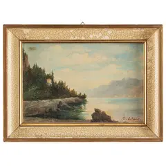 Marco Calderini, Torino, 1850 - 1941 / Veduta del Lago di Como, Varenna / Firmato M Calderini in basso a destra, oil on panel