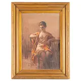 Giovanni Zangrando, Trieste, 1867 - 1941 / Modella in posa / Firmato G Zangrando in basso a sinistra