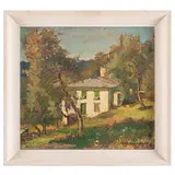 Genova, 1893 - 1987 / La mia casetta bianca / Firmato Alberto Helios Gagliardo e datato 74 in basso a destra by Alberto Helios Gagliardo, oil on compensato, offered Dec 2025