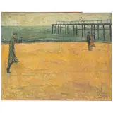 Paul Millichip, Figure sulla spiaggia / Firmato Millichip e datato 55 in basso a destra, oil on cardboard