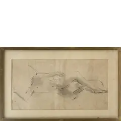 Ferrara 1896 - Milano 1956 / Nudo disteso, inizio anni '30 by Filippo de Pisis, pencil on paper applicata on cardboard, offered Dec 2025
