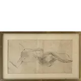 Filippo de Pisis, Ferrara 1896 - Milano 1956 / Nudo disteso, inizio anni '30, pencil on paper applicata on cardboard