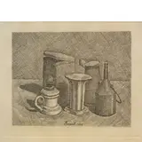 Giorgio Morandi, Bologna 1890 - 1964 / Natura morta con il lume bianco a sinistra, 1928, etching on paper