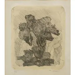 Bologna 1890 - 1964 / Gerani dentro un bicchiere, 1930 circa by Giorgio Morandi, etching on paper india applicata on paper, offered Dec 2025