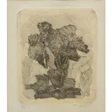 Giorgio Morandi, Bologna 1890 - 1964 / Gerani dentro un bicchiere, 1930 circa, etching on paper india applicata on paper