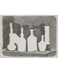 Giorgio Morandi, Bologna 1890 - 1964, Natura morta di vasi su un tavolo