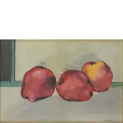 Bahman Mohasses, Iran 1931 - Roma 2010 / Natura morta (mele rosse), 1986, mixed media on paper
