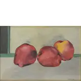 Bahman Mohasses, Iran 1931 - Roma 2010 / Natura morta (mele rosse), 1986, mixed media on paper