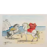 Giorgio de Chirico, Volo 1888 - Roma 1978 / Cavalli di Perseo, 1974, lithograph a colori on paper