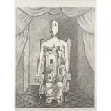 Giorgio de Chirico, Volo 1888 - Roma 1978 / Il pensatore solitario,, lithograph on paper in B/N