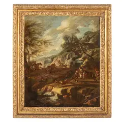 Scena di caccia by Gaetano Martoriello, oil on canvas, offered Feb 2026