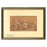 Giuseppe Diotti, Sìnite Parvulos, charcoal rialzato a gessetto on paper noce applicata on cartoncino