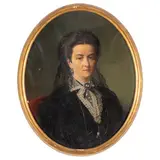 Gerolamo Induno, Milano, 1827 - 1890 / Ritratto di donna con velo di pizzo / Firmato Ger Induno in basso a destra
