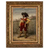François Dumont, Lunéville 1751 - Parigi 1831 / Moschettiere con spada / Firmato Francoise Dumont e datato 1890 in basso a destra, oil on canvas