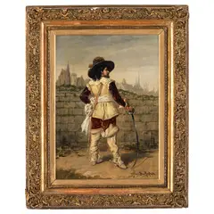 François Dumont, Lunéville 1751 - Parigi 1831 / Moschettiere che guarda l'orizzonte / firmato J Francois Dumont e datato 1890 in basso a destra, oil on canvas
