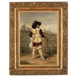 François Dumont, Lunéville 1751 - Parigi 1831 / Moschettiere che guarda l'orizzonte / firmato J Francois Dumont e datato 1890 in basso a destra, oil on canvas