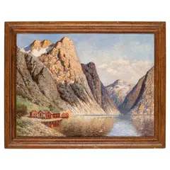 Adelsteen Normann, 1848 - 1918 / Paesaggio con fiordo in Norvegia / Firmato A Normann in basso a destra, oil on canvas