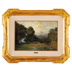 Pietro Sassi, Alessandria 1834 - Roma 1905 / Paesaggio di montagna / Firmato Sassi P e datato 1879 in basso a destra, oil on cartoncino