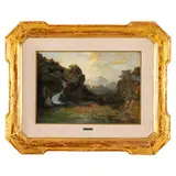 Pietro Sassi, Alessandria 1834 - Roma 1905 / Paesaggio di montagna / Firmato Sassi P e datato 1879 in basso a destra, oil on cartoncino