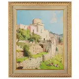 Antonino Leto, Monreale, 1844 - Capri, 1913 / Capri, paesaggio collinare con bambini / Firmato Leto in basso al centro