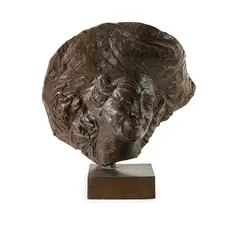 Francesco Falcone, Chiavari 1892 - 1978 / Testa di uomo con cappello / Firmato F Falcone e datato 1924 sul retro, Scultura in legno