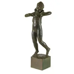 Francesco Falcone, Chiavari 1892 - 1978 / Nudino di bambina / Firmato Falcone sulla base, bronze a patina verde